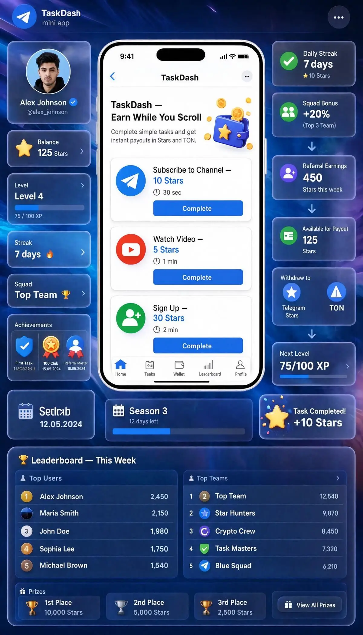 TaskDash — Telegram Mini App для заданий