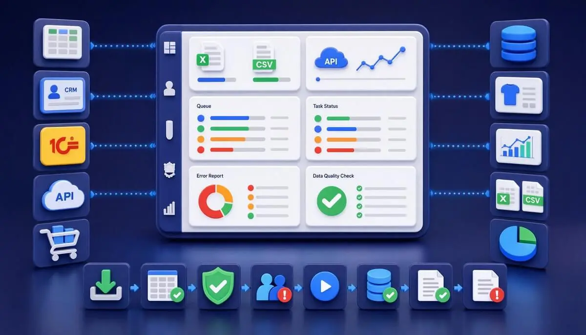 Импорт и экспорт данных в веб-сервисе: Excel, CSV, API, ошибки и очереди